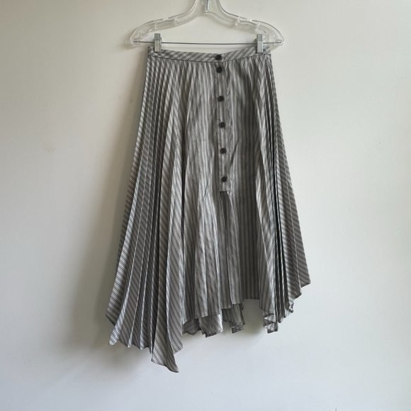 Acne Studios grey stripe pleated slit midi skirt - Picture 2 of 10